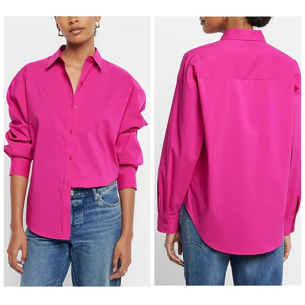 Classic Button-Front Shirt in Vibrant Fuchsia